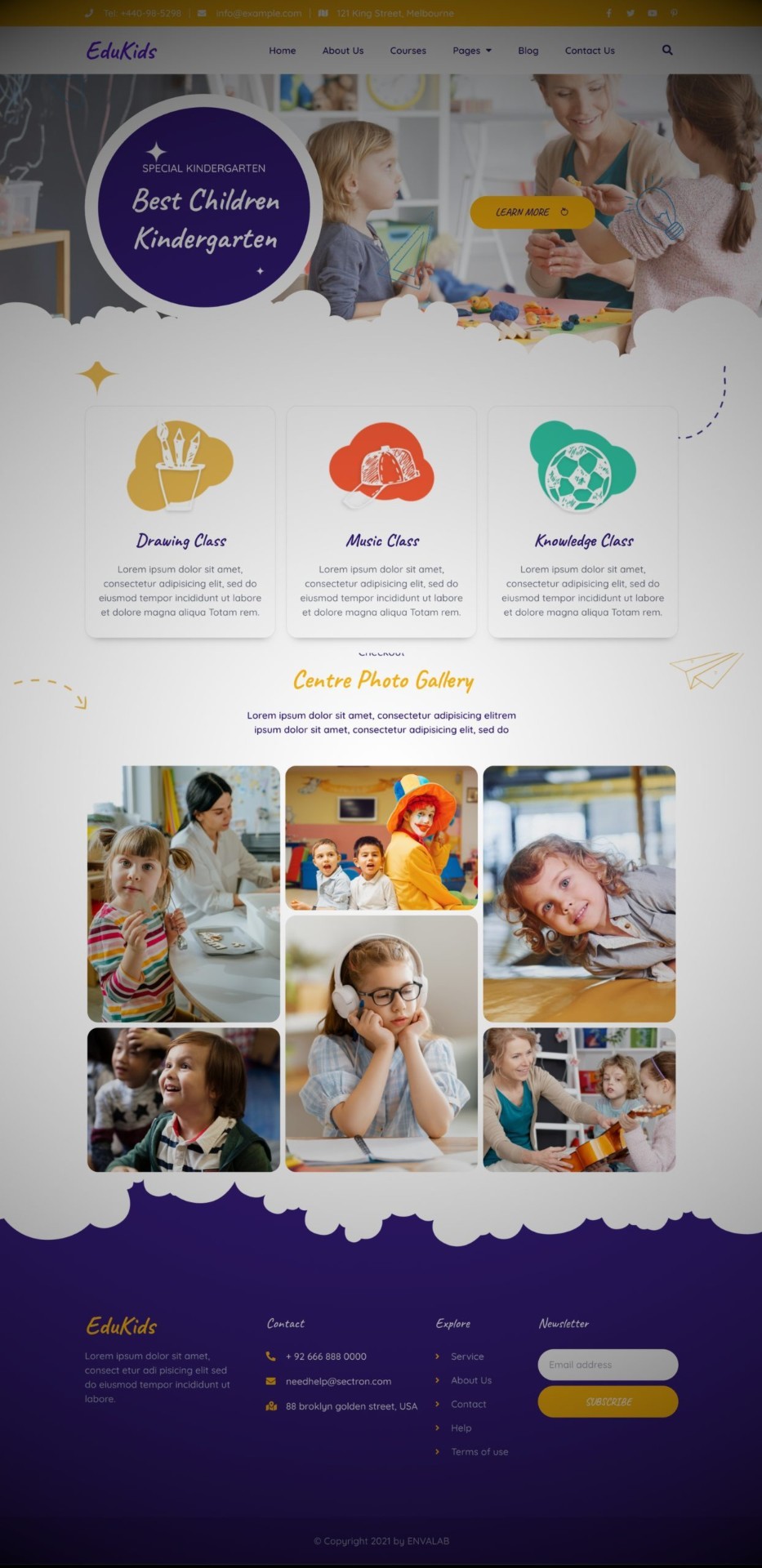 Kids school website design