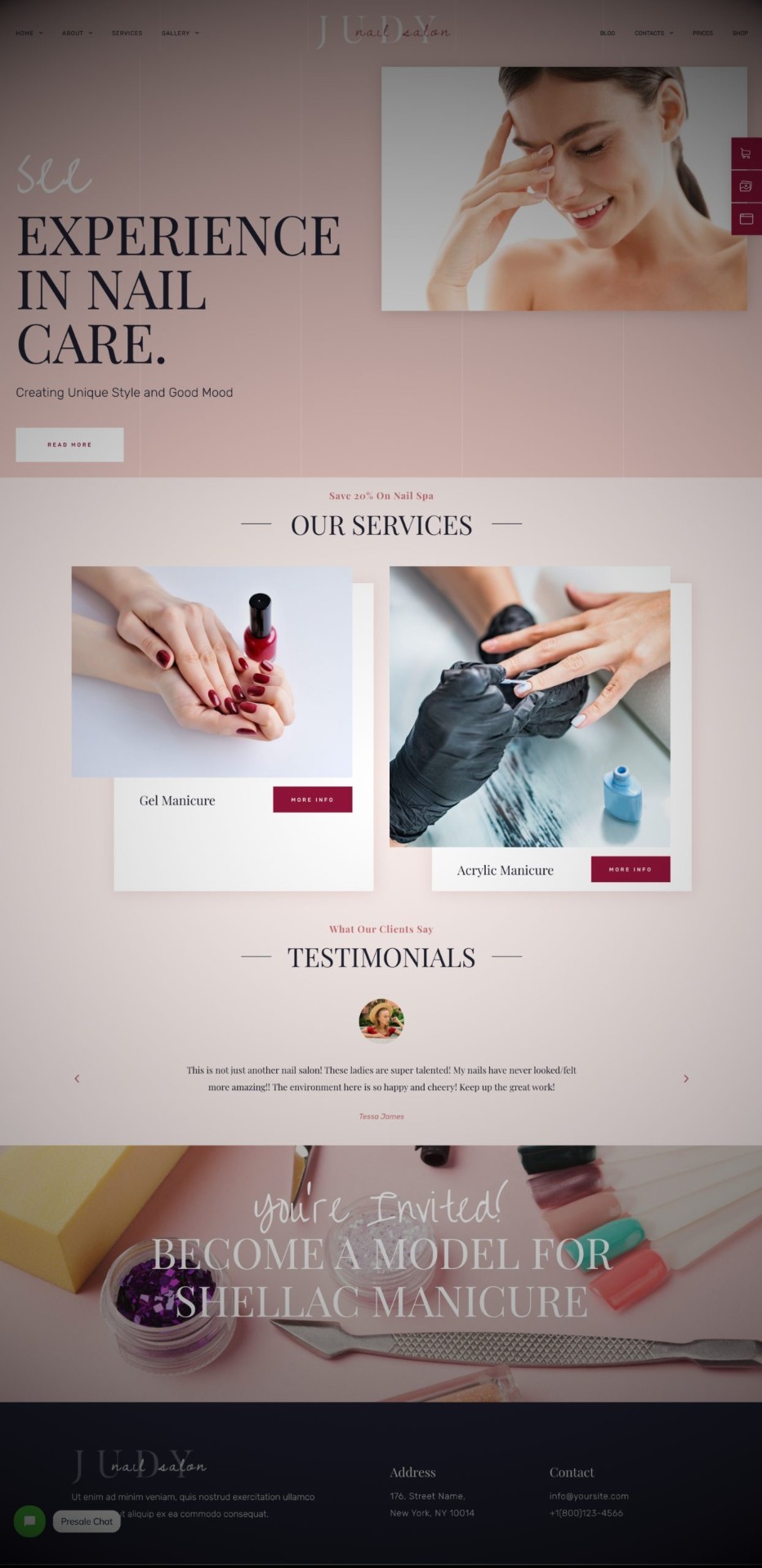 Nail salon website design